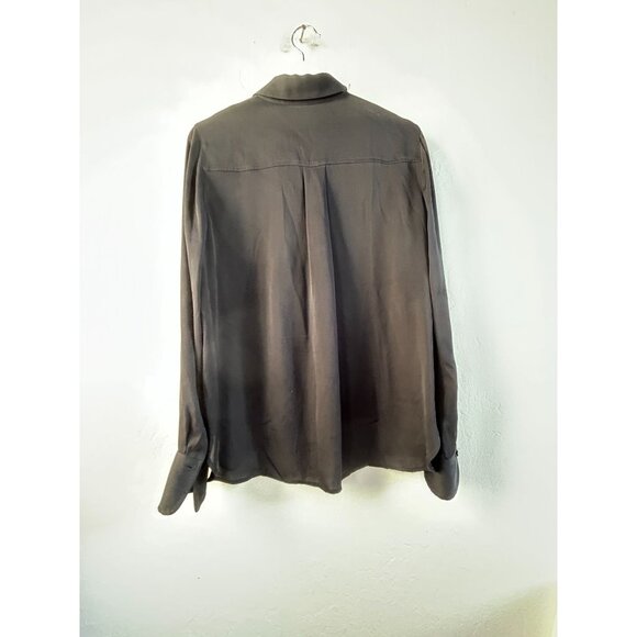 Vince Womens Black Silk Blend Button-Up Long Sleeve Shirt Medium Stretch Casual - Picture 2 of 8
